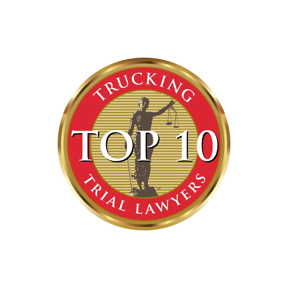 Logotipo de los 10 mejores abogados litigantes de camiones.